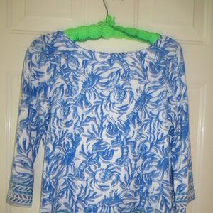 Lilly Pulitzer 3/4 sleeve cotton shirt w/ Lobsters